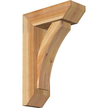 Ekena Millwork Thorton Slat Rough Sawn Bracket w/ Offset Brace, Western Red Cedar, 6"W x 16"D x 24"H BKT0604X16X24THR06RWR